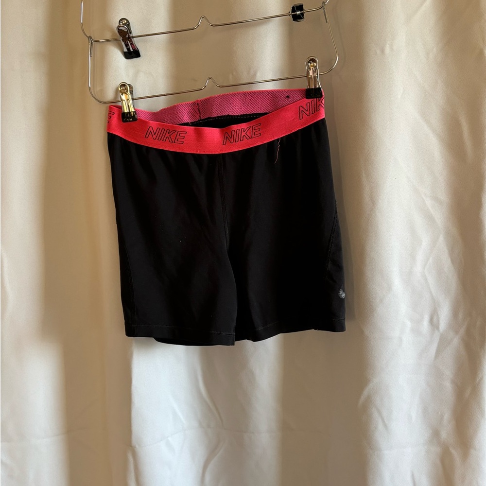 Nike Women's Black Shorts with Pink Waistband